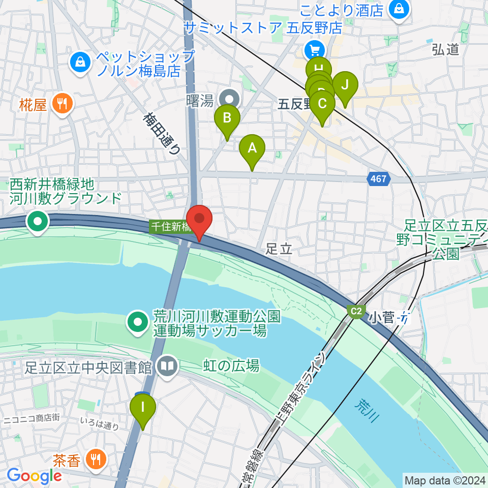 高砂野球場周辺のカフェ一覧地図