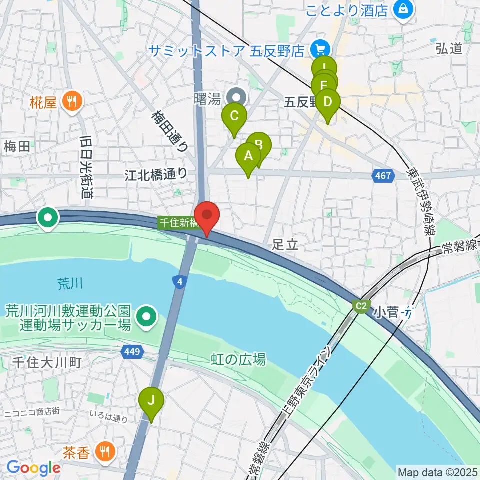 高砂野球場周辺のカフェ一覧地図