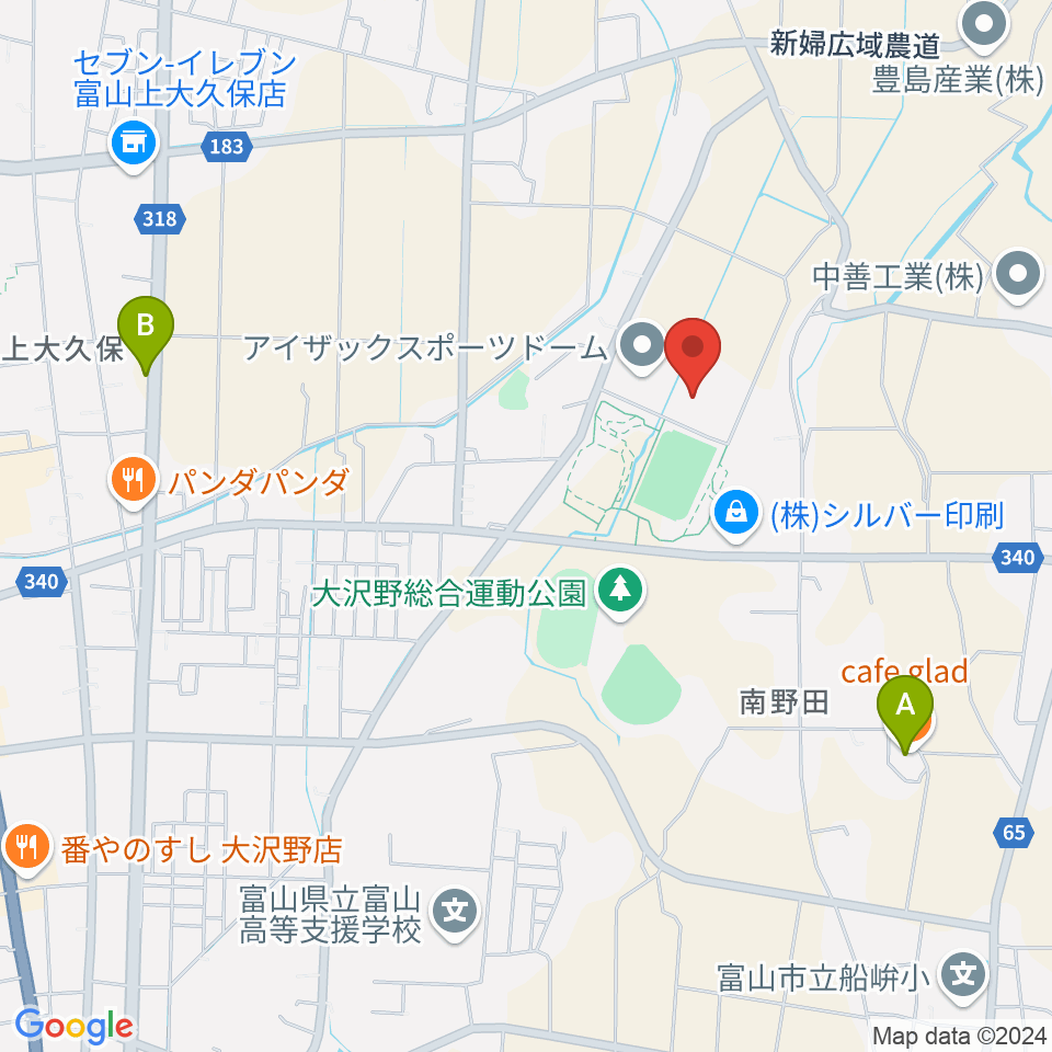 アイザックスポーツドーム周辺のカフェ一覧地図