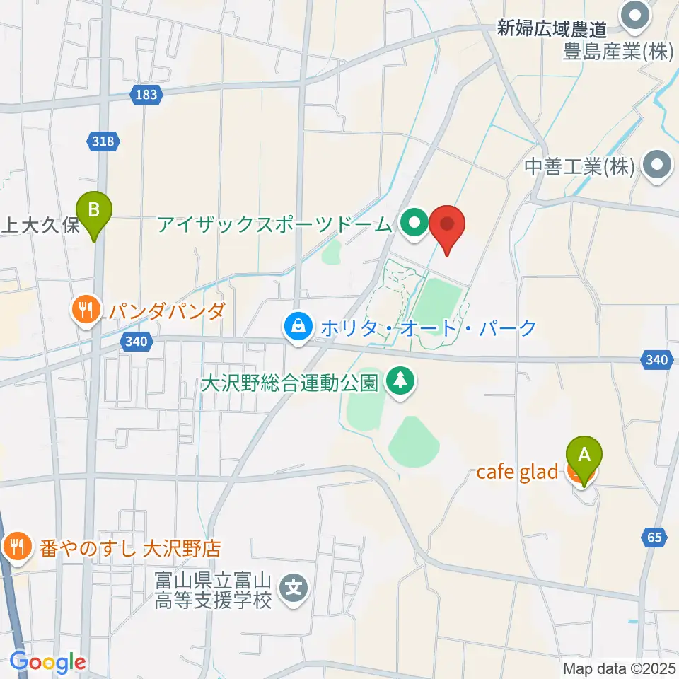 アイザックスポーツドーム周辺のカフェ一覧地図