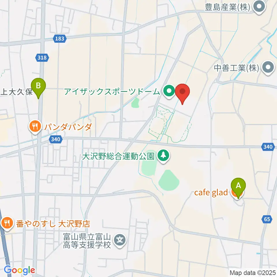アイザックスポーツドーム周辺のカフェ一覧地図
