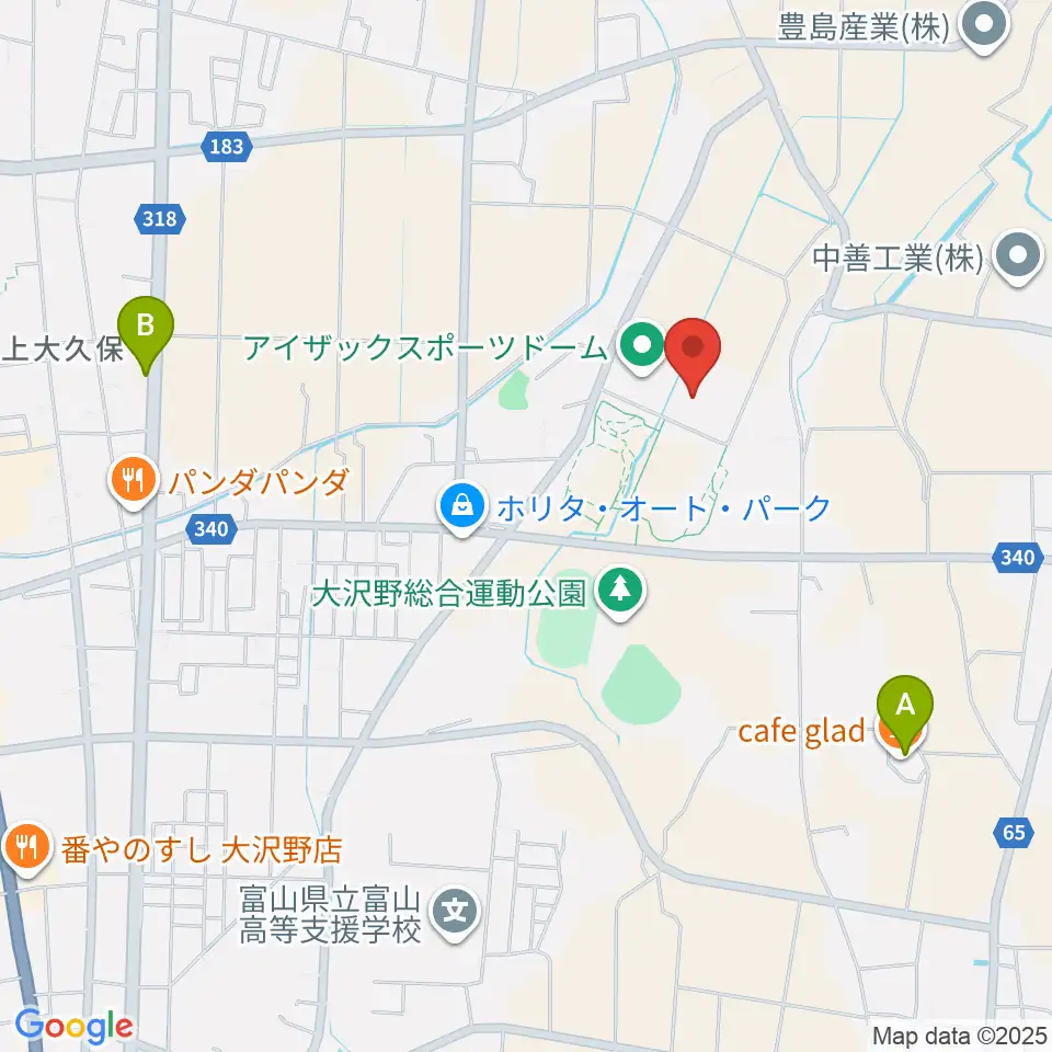 アイザックスポーツドーム周辺のカフェ一覧地図
