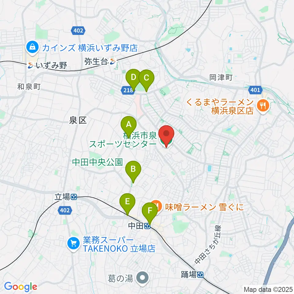 横浜市泉スポーツセンター周辺のカフェ一覧地図