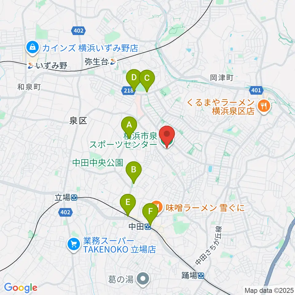 横浜市泉スポーツセンター周辺のカフェ一覧地図