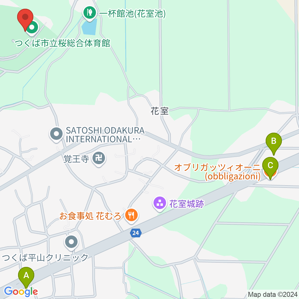 つくば市桜総合体育館周辺のカフェ一覧地図