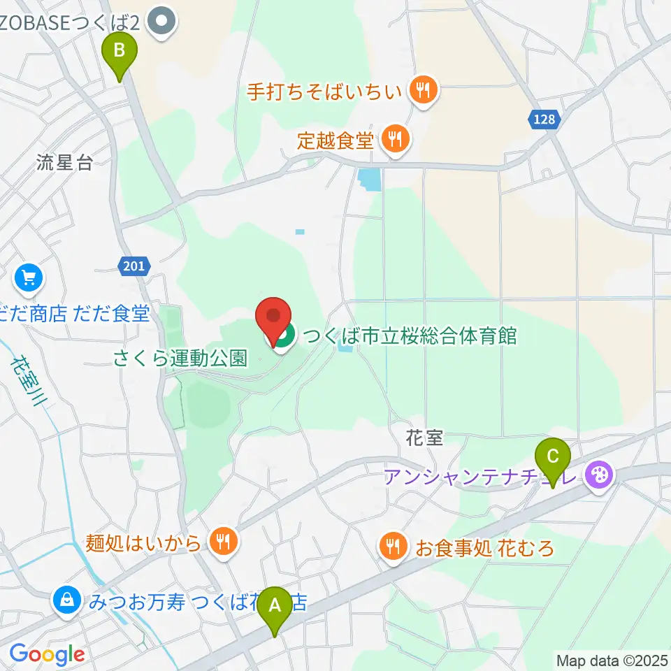 つくば市桜総合体育館周辺のカフェ一覧地図