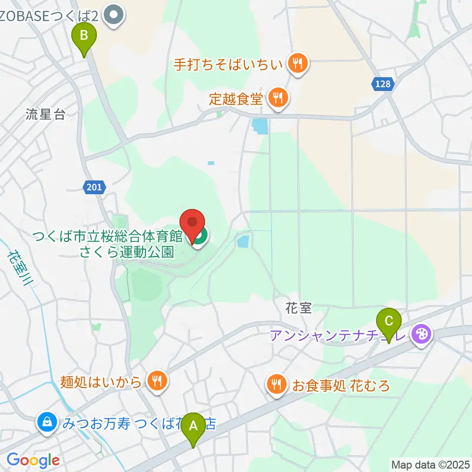 つくば市桜総合体育館周辺のカフェ一覧地図