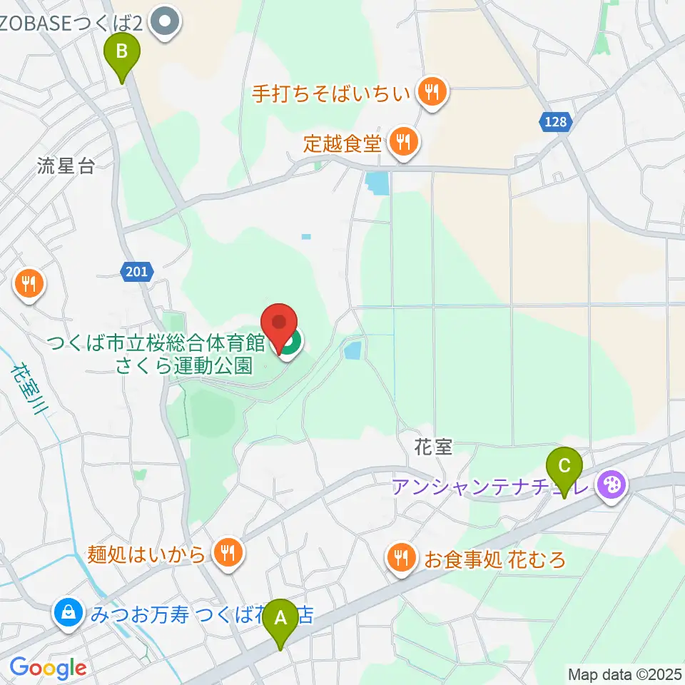 つくば市桜総合体育館周辺のカフェ一覧地図