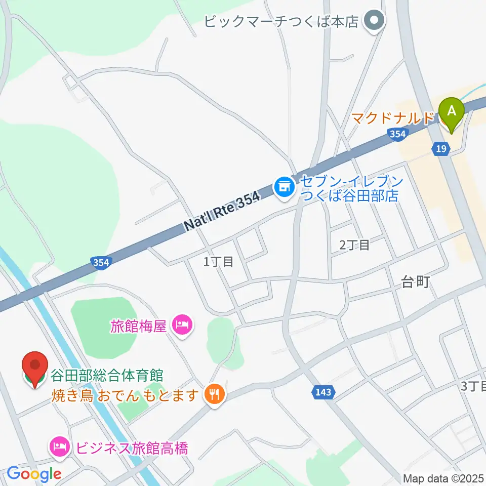 つくば市谷田部総合体育館周辺のカフェ一覧地図