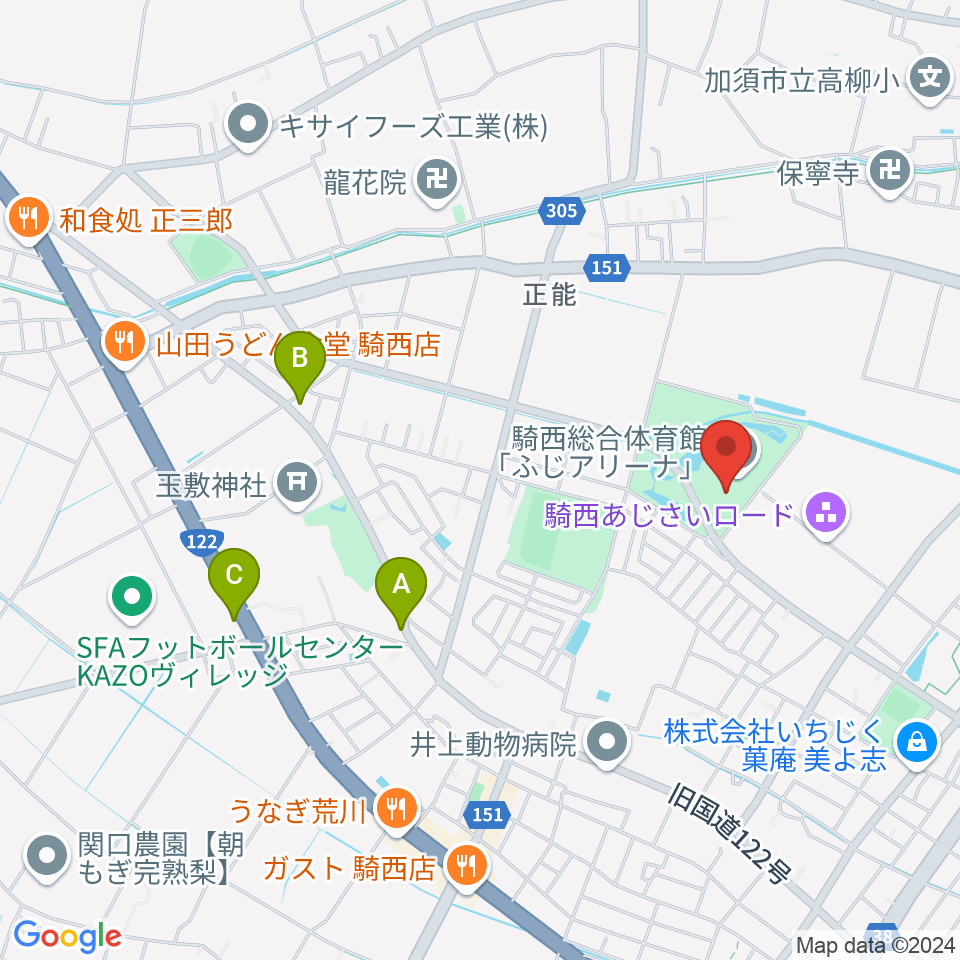 騎西総合体育館ふじアリーナ周辺のカフェ一覧地図