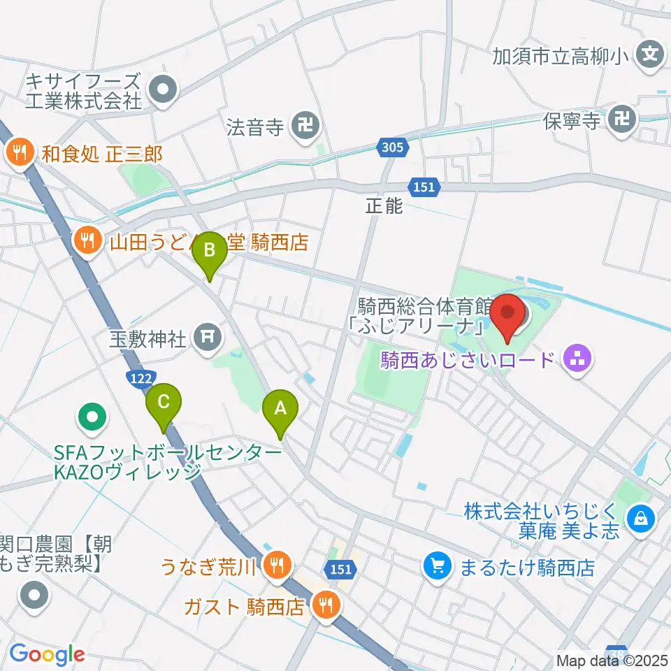 騎西総合体育館ふじアリーナ周辺のカフェ一覧地図