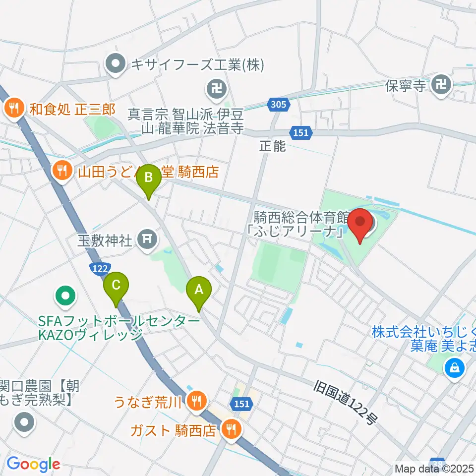 騎西総合体育館ふじアリーナ周辺のカフェ一覧地図