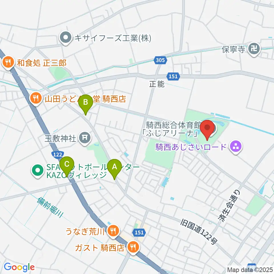 騎西総合体育館ふじアリーナ周辺のカフェ一覧地図