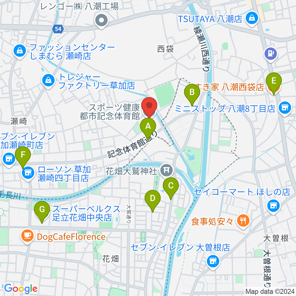 エネクルスポーツアリーナSOKA周辺のカフェ一覧地図