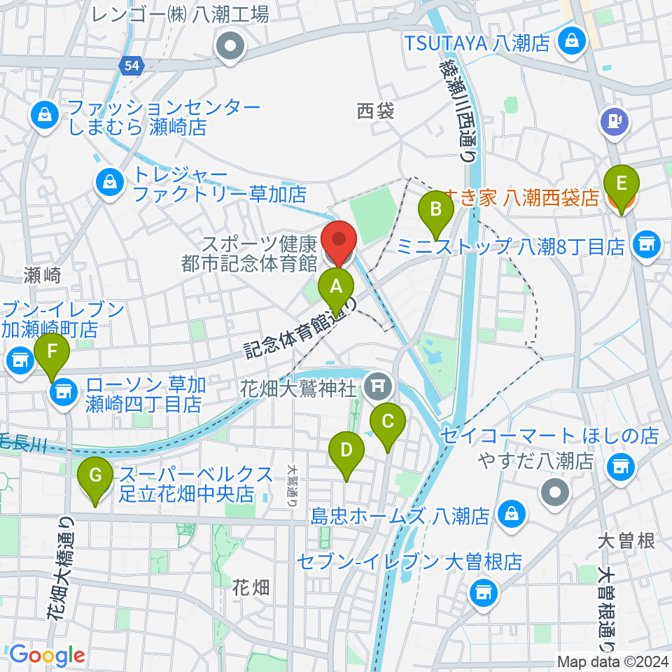 エネクルスポーツアリーナSOKA周辺のカフェ一覧地図