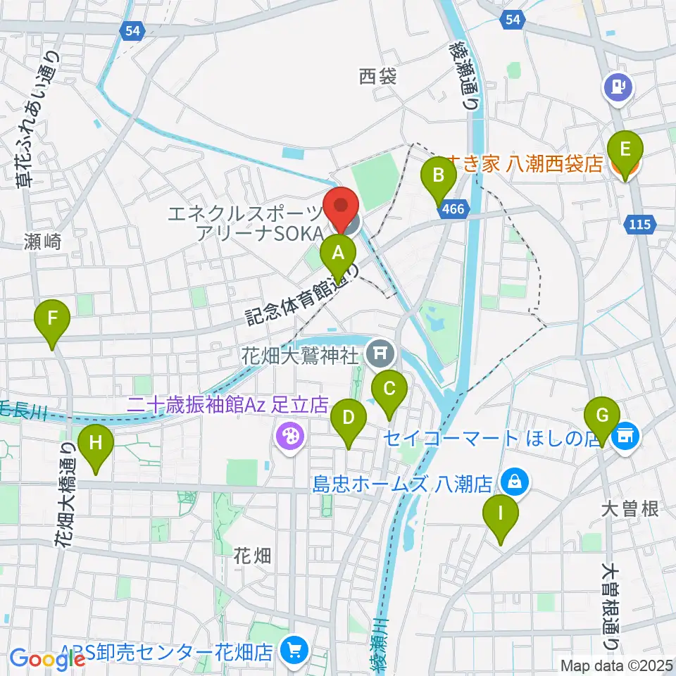 エネクルスポーツアリーナSOKA周辺のカフェ一覧地図