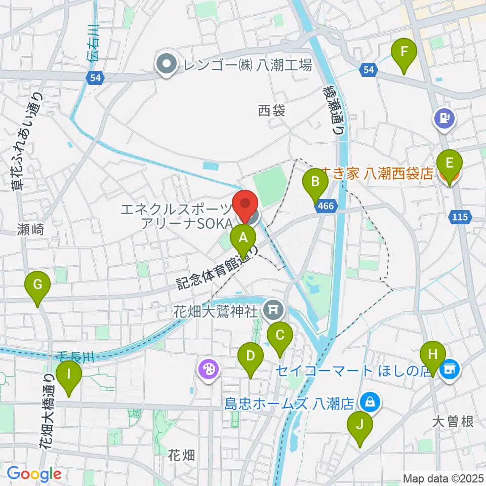 エネクルスポーツアリーナSOKA周辺のカフェ一覧地図