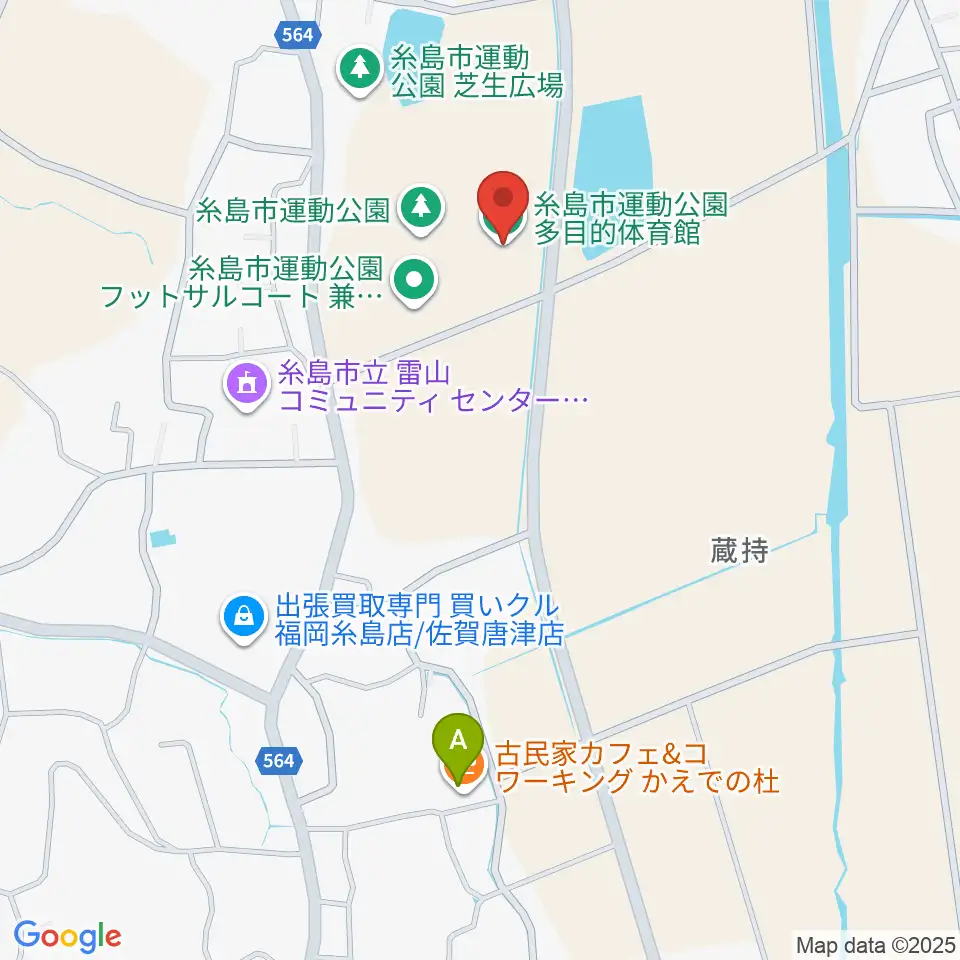 糸島市運動公園多目的体育館周辺のカフェ一覧地図