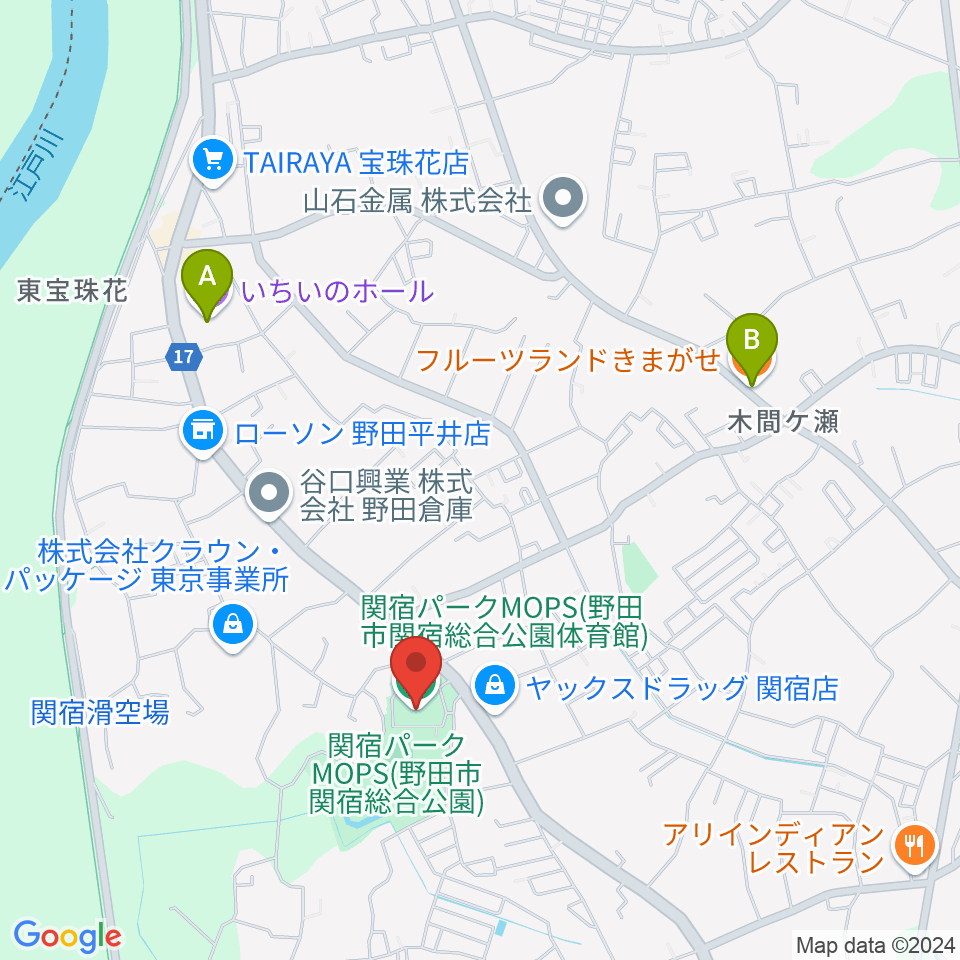 関宿パークMOPS体育館周辺のカフェ一覧地図