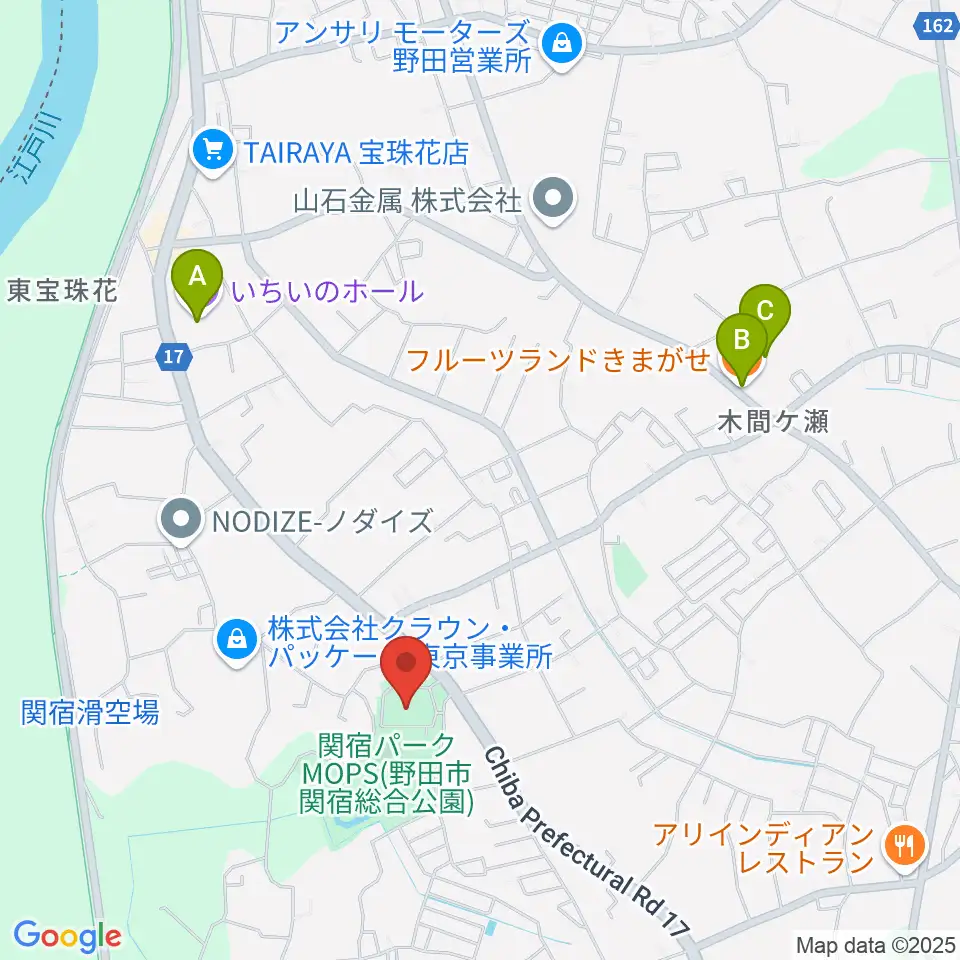 関宿パークMOPS体育館周辺のカフェ一覧地図