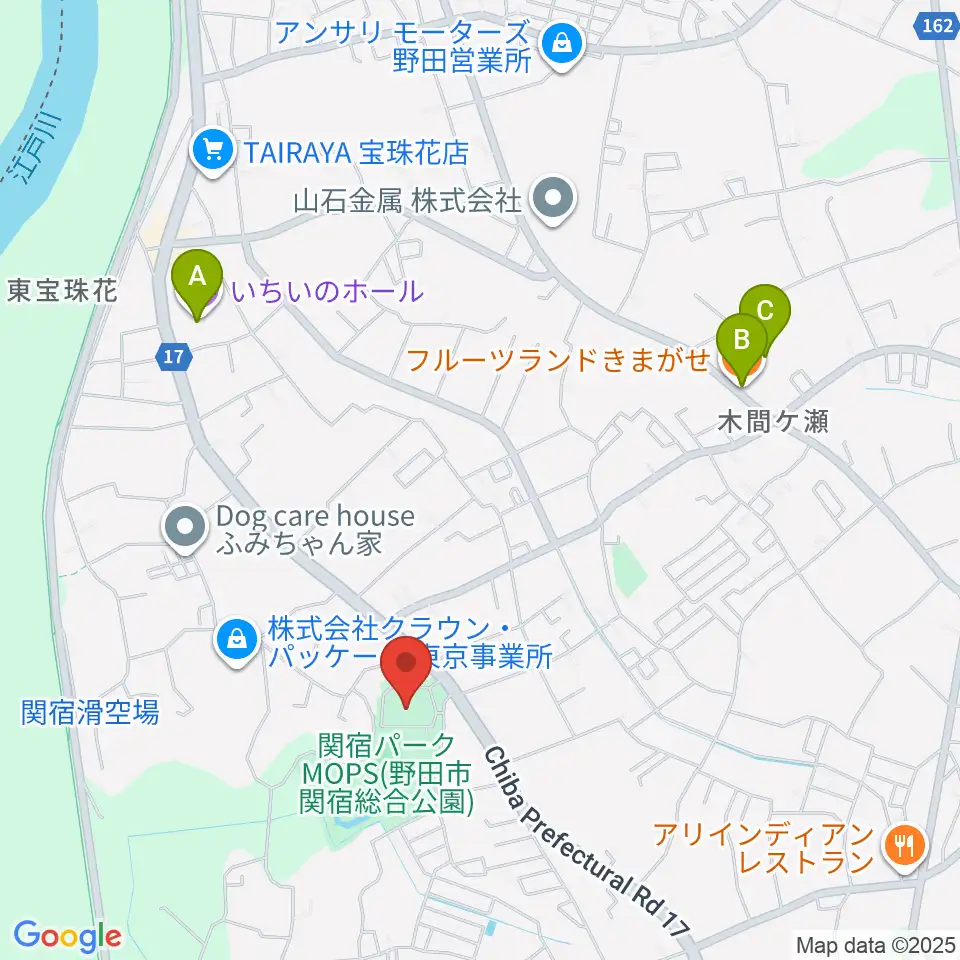 関宿パークMOPS体育館周辺のカフェ一覧地図