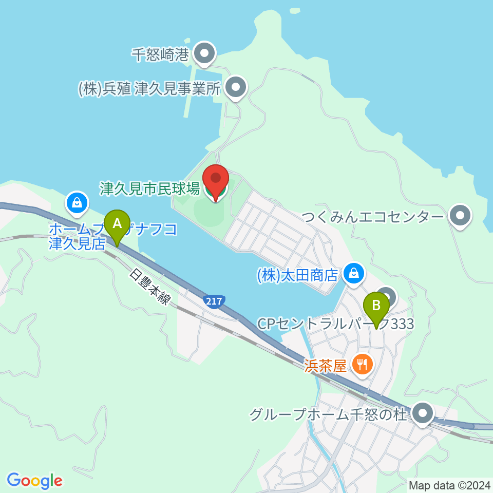 太平洋セメント津久見スタジアム周辺のカフェ一覧地図