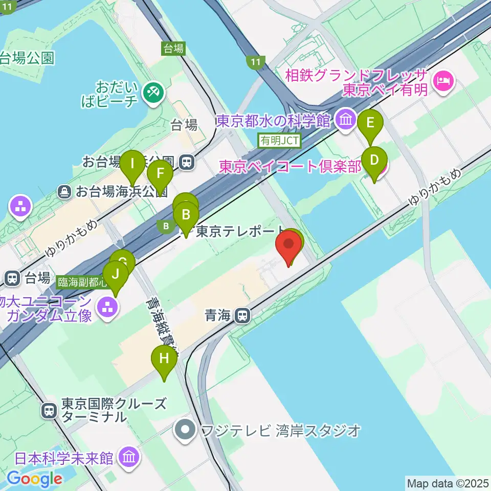 トヨタアリーナ東京周辺のカフェ一覧地図