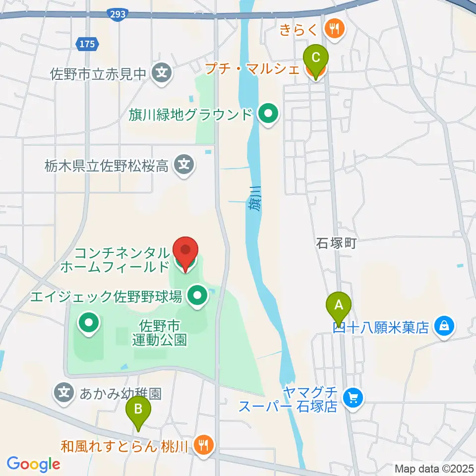 コンチネンタルホームフィールド周辺のカフェ一覧地図