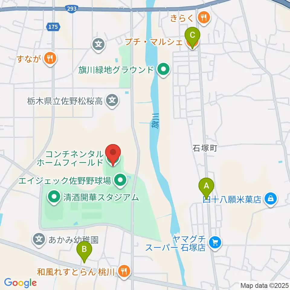 コンチネンタルホームフィールド周辺のカフェ一覧地図