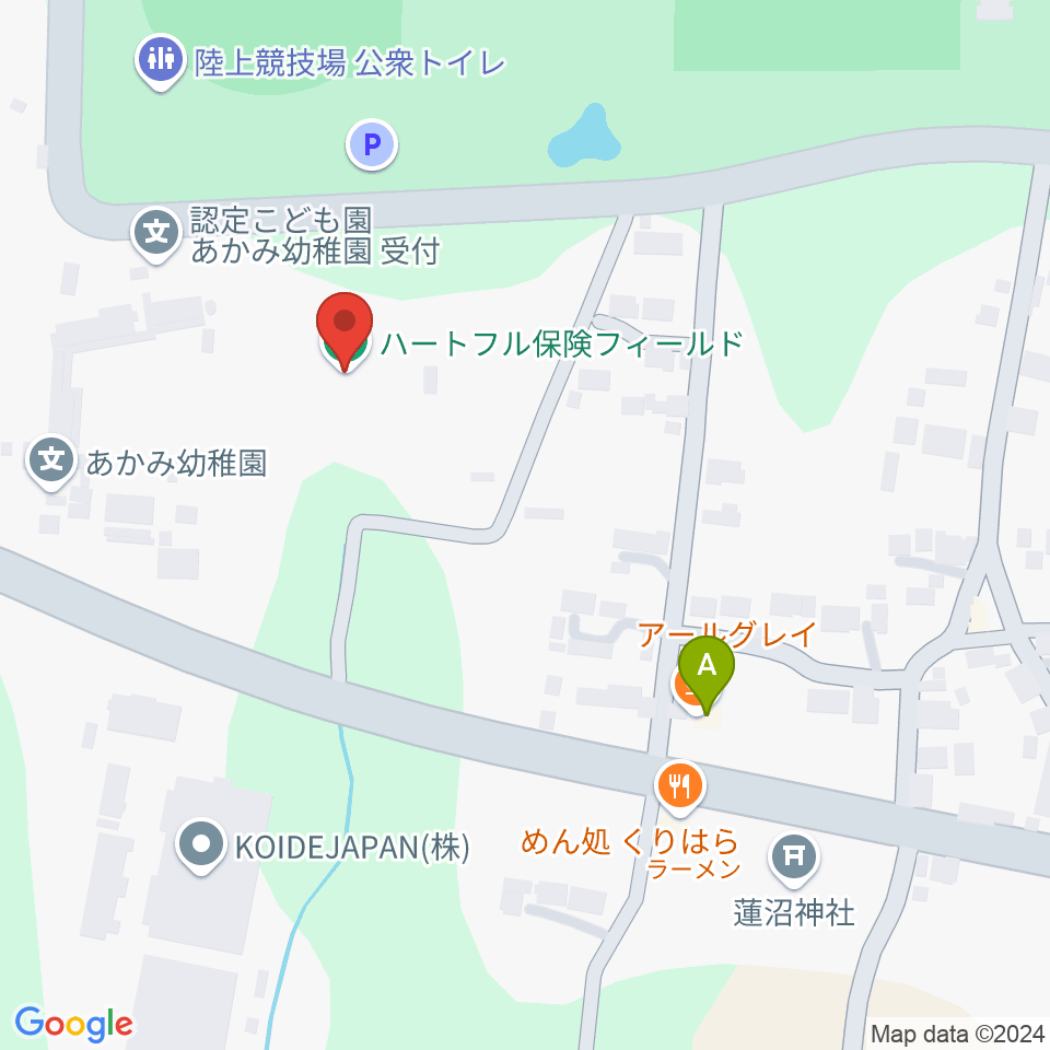 ハートフル保険フィールド周辺のカフェ一覧地図