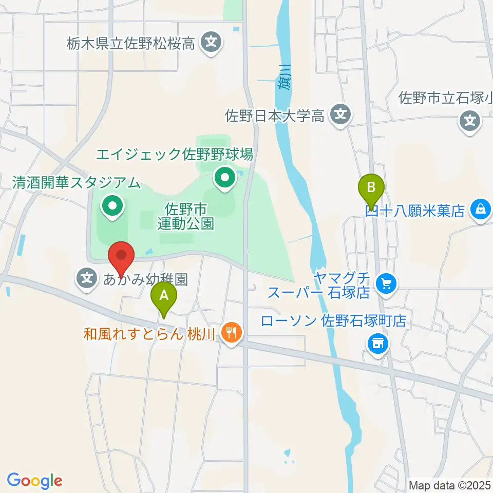 ハートフル保険フィールド周辺のカフェ一覧地図