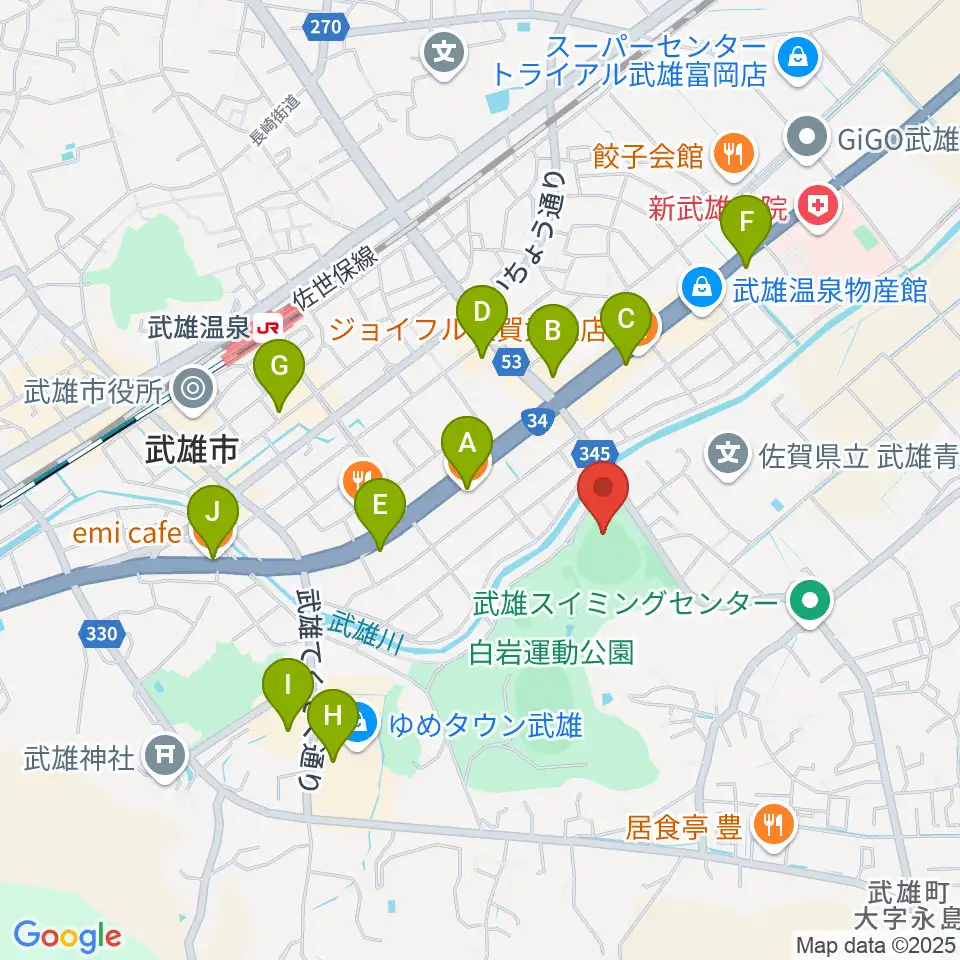 ケーブルワン・スポーツパーク周辺のカフェ一覧地図