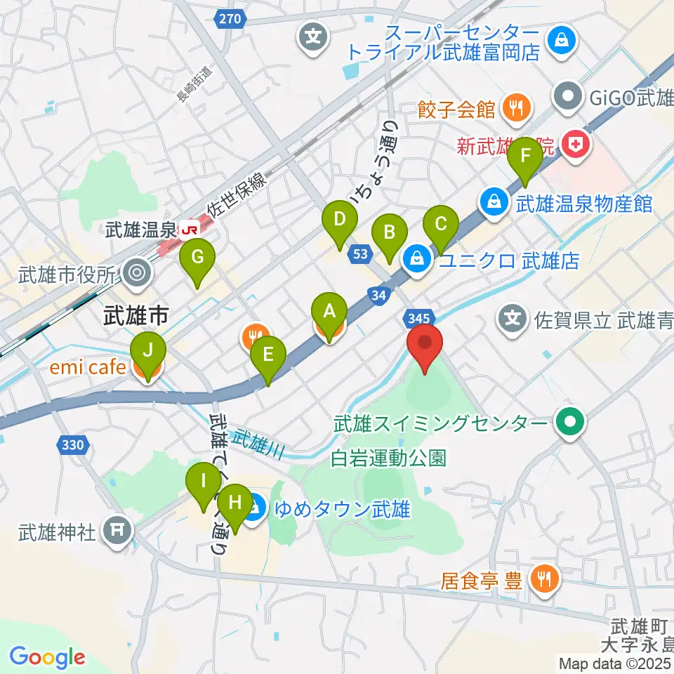 ケーブルワン・スポーツパーク周辺のカフェ一覧地図