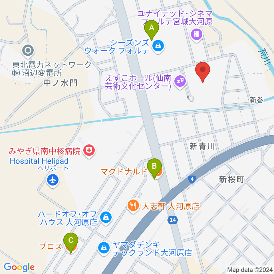 ヒルズはねっこアリーナ周辺のカフェ一覧地図