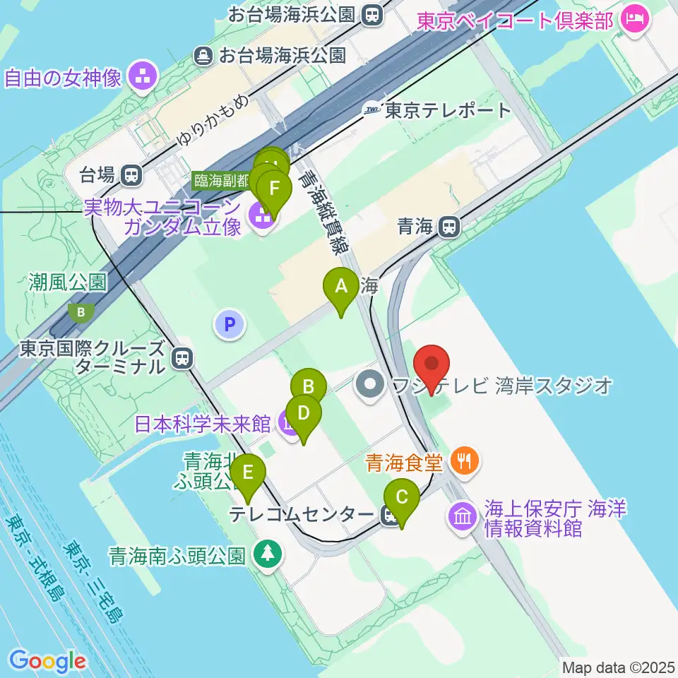 青海中央ふ頭公園 少年野球場周辺のカフェ一覧地図
