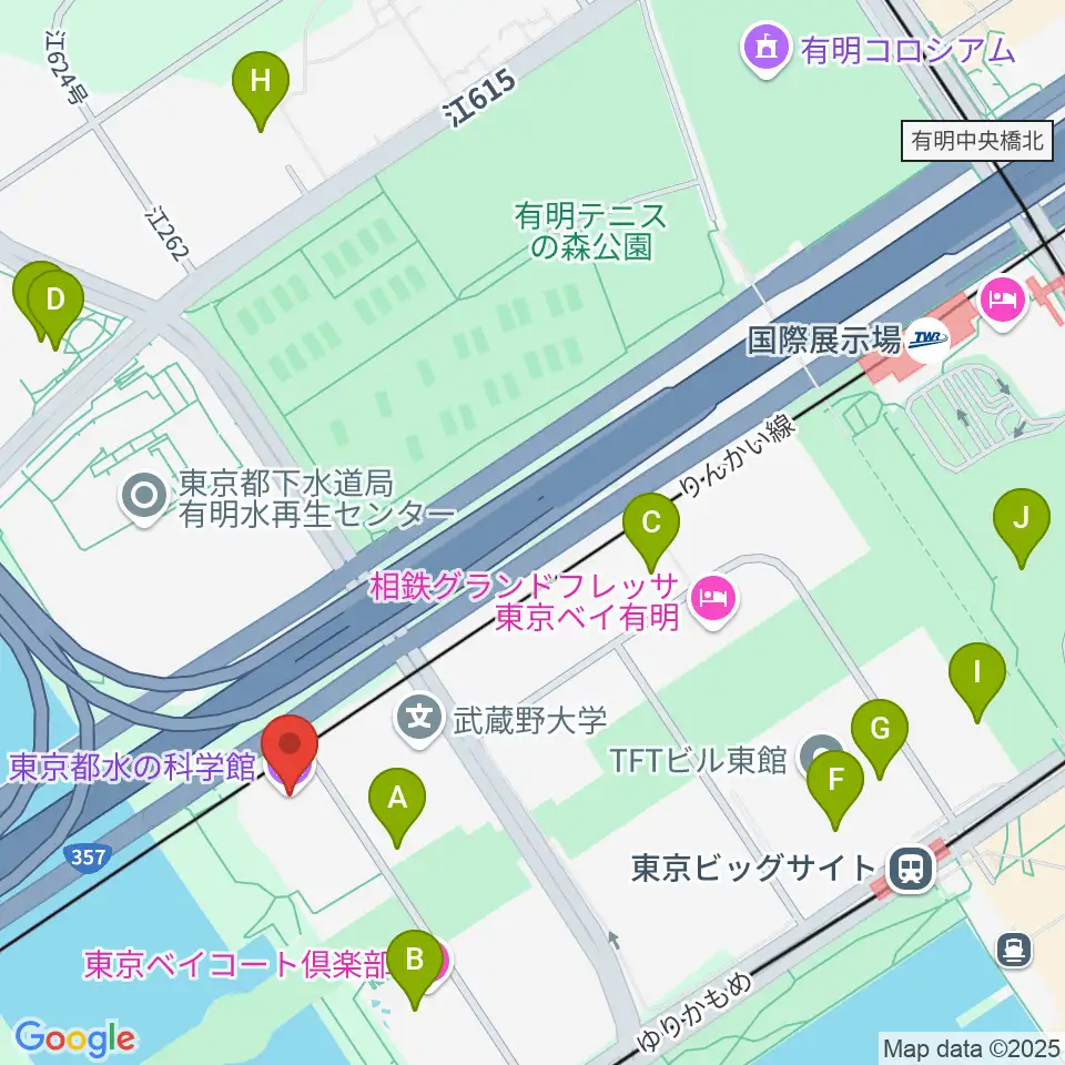東京都水の科学館周辺のカフェ一覧地図
