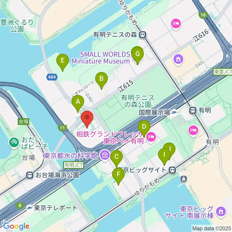 有明スポーツセンター周辺のカフェ一覧地図