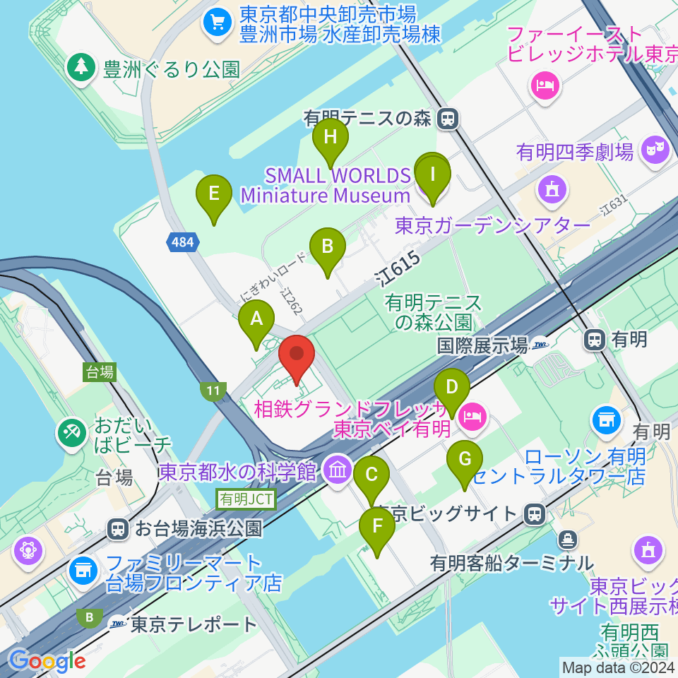 東京都虹の下水道館周辺のカフェ一覧地図