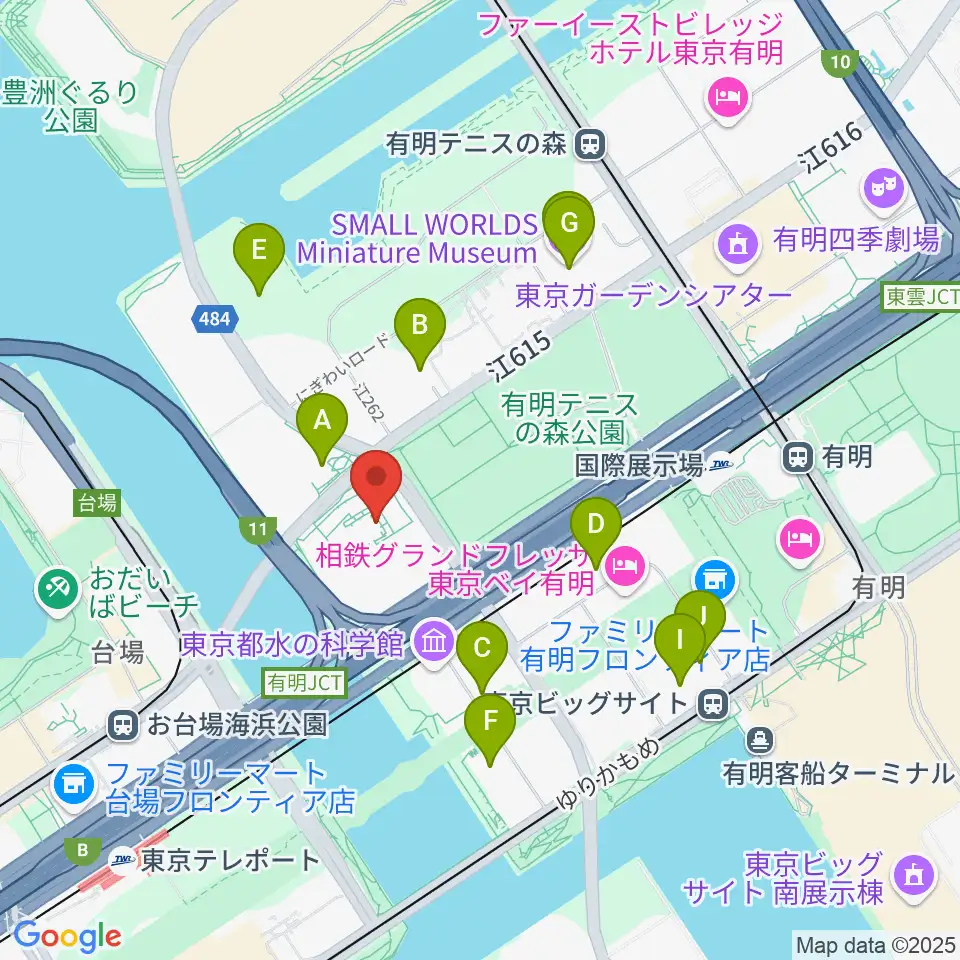 東京都虹の下水道館周辺のカフェ一覧地図