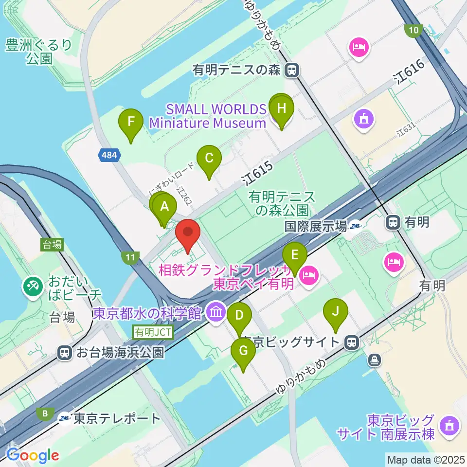 東京都虹の下水道館周辺のカフェ一覧地図
