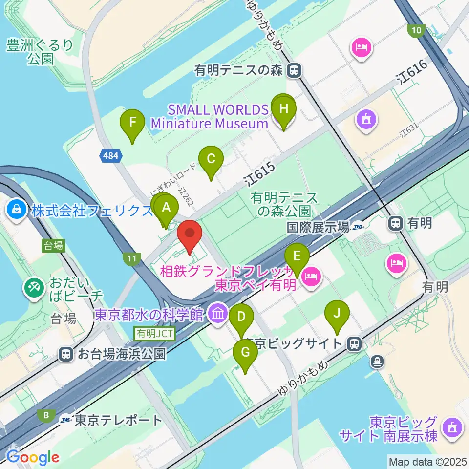 東京都虹の下水道館周辺のカフェ一覧地図