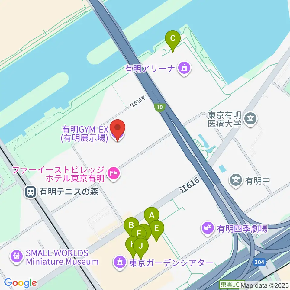 有明GYM-EX周辺のカフェ一覧地図