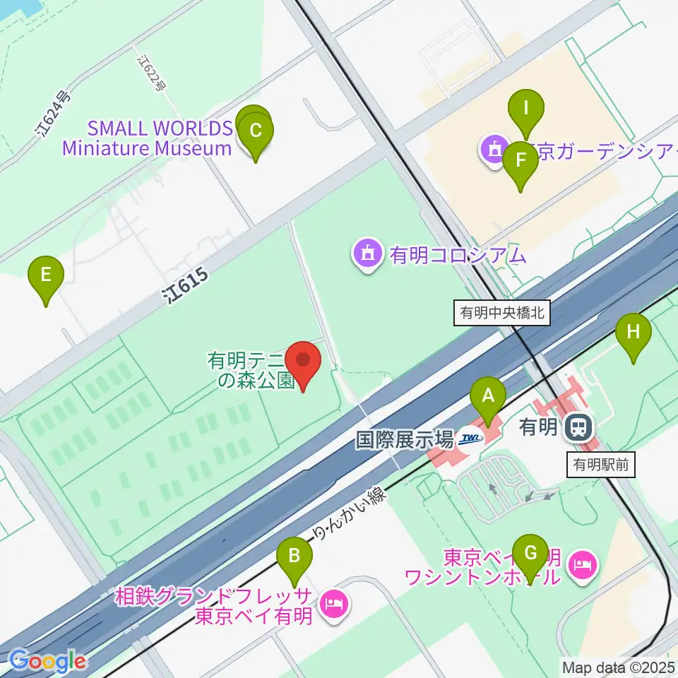 有明テニスの森公園ショーコート周辺のカフェ一覧地図