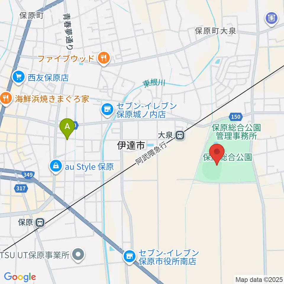 エフコム大泉球場周辺のカフェ一覧地図