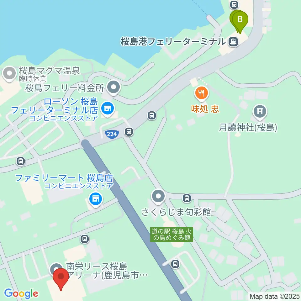 南栄リース桜島アリーナ周辺のカフェ一覧地図