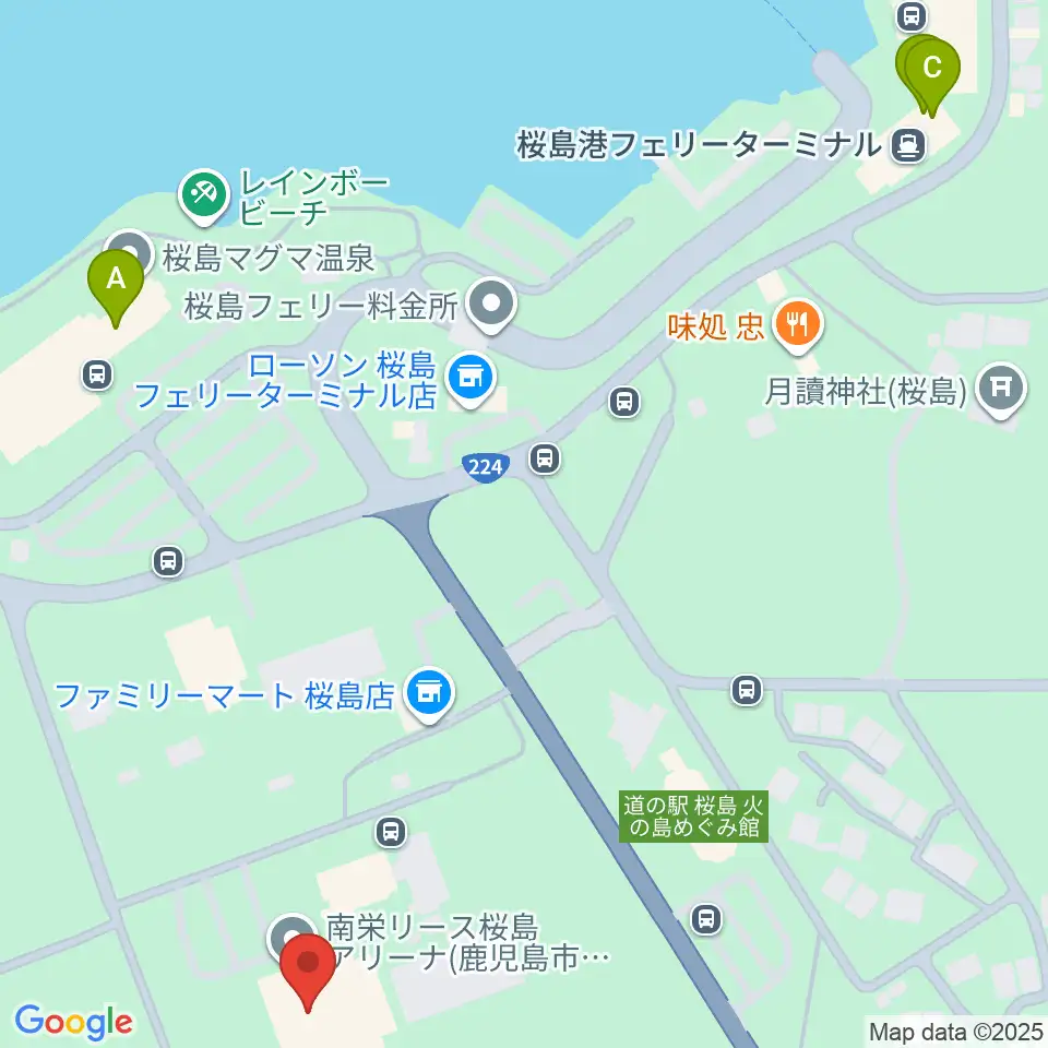 南栄リース桜島アリーナ周辺のカフェ一覧地図