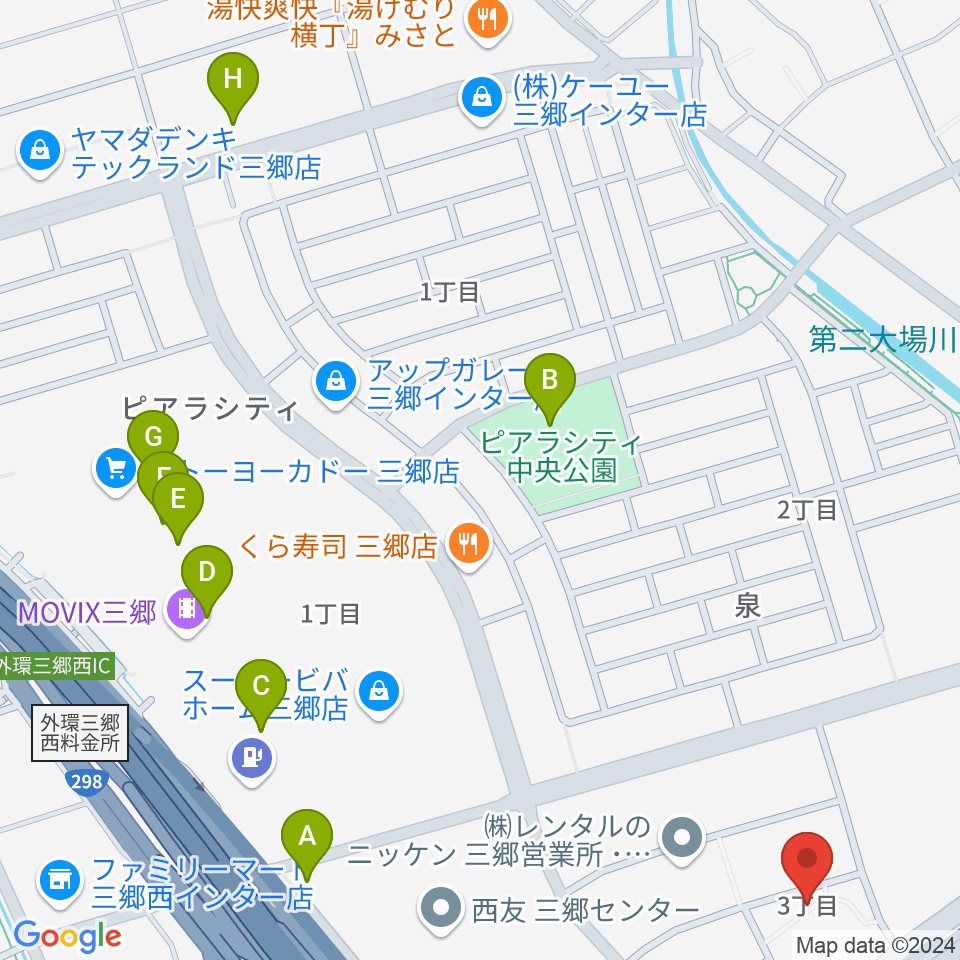 セナリオハウスフィールド三郷周辺のカフェ一覧地図