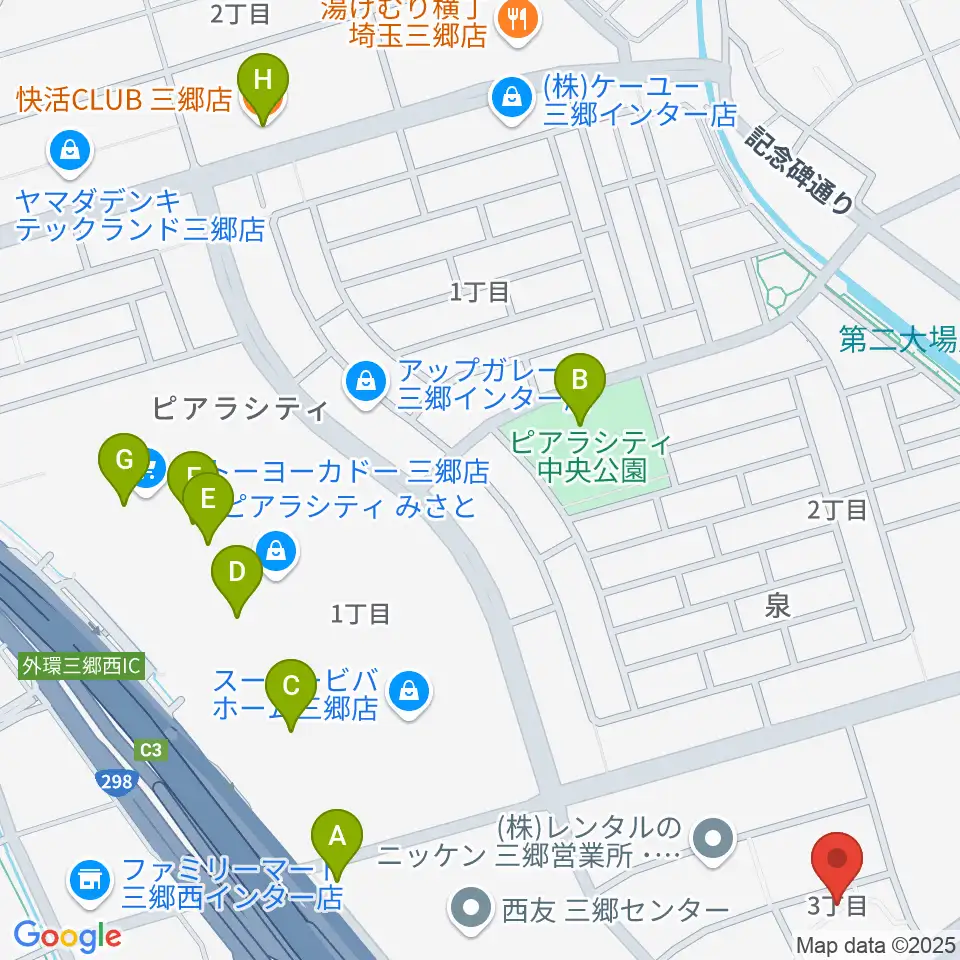 セナリオハウスフィールド三郷周辺のカフェ一覧地図
