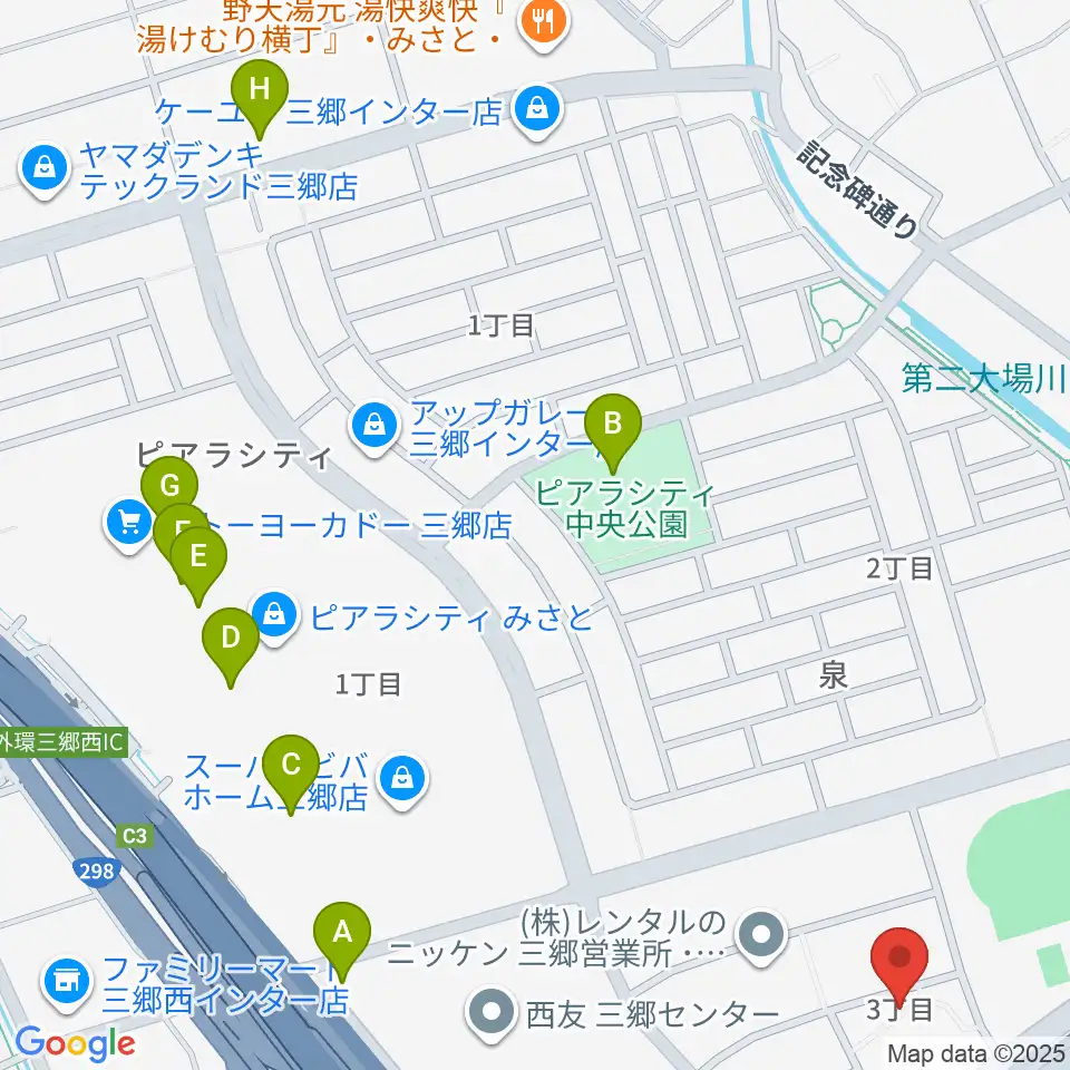 セナリオハウスフィールド三郷周辺のカフェ一覧地図