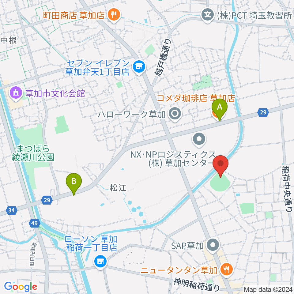 旭鋼管ベースボールパーク周辺のカフェ一覧地図